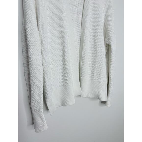 Gap White Textured V Back Cardigan Sweater Large Chunky Knit Minimalist - Picture 4 of 9
